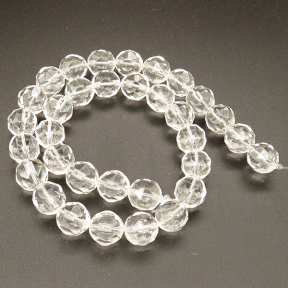 Natural White Crystal,Round,Faceted,White,10mm,Hole:1mm,about 33 pcs/strand,about 70 g/strand,1 strand/package,15"(38cm),XBGB02317vablb-L001