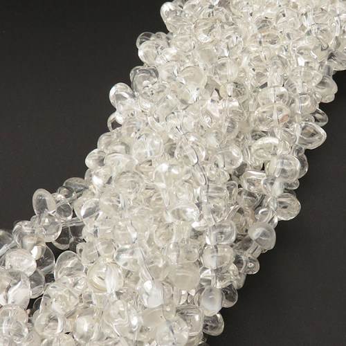 Natural White Crystal,Tsui beads,White,3*8~6*10mm,Hole:0.5mm,about 95 pcs/strand,about 35 g/strand,1 strand/package,15"(38cm),XBGB02340vablb-L001
