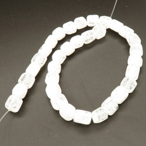 Natural White Crystal,Explosion,Square,White,10*11~11*12mm,Hole:1mm,about 33 pcs/strand,about 80 g/strand,1 strand/package,15"(38cm),XBGB02361vabkl-L001