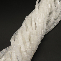 Natural White Crystal,Explosion,Long square,White,4*12mm,Hole:0.8mm,about 33 pcs/strand,about 15 g/strand,1 strand/package,15"(38cm),XBGB02364vabkl-L001