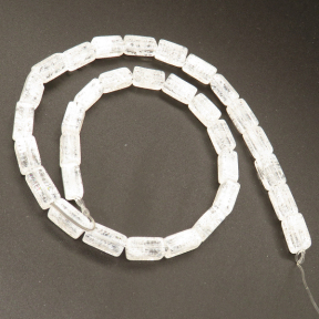 Natural White Crystal,Explosion,Long square,White,4*12mm,Hole:0.8mm,about 33 pcs/strand,about 15 g/strand,1 strand/package,15"(38cm),XBGB02364vabkl-L001