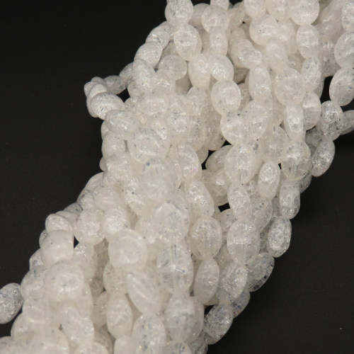 Natural White Crystal,Explosion,Egg shape,White,8*10*6mm,Hole:0.8mm,about 40 pcs/strand,about 25 g/strand,1 strand/package,15"(38cm),XBGB02374vabkl-L001