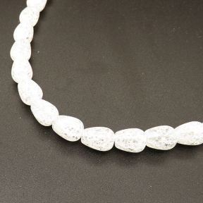 Natural White Crystal,Explosion,Drop,White,8*10mm,Hole:1mm,about 38 pcs/strand,about 40 g/strand,1 strand/package,15"(38cm),XBGB02377vabkl-L001