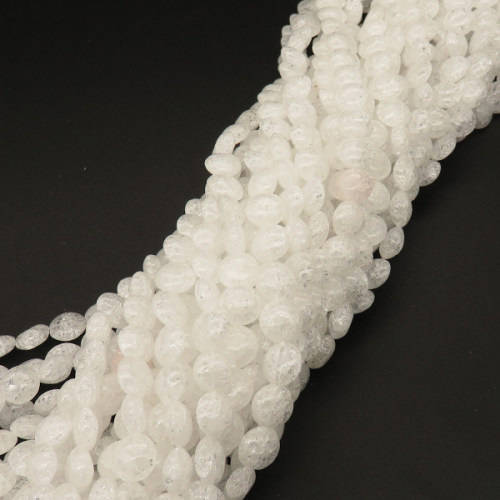 Natural White Crystal,Explosion,Flat Round,White,8*4mm,Hole:0.5mm,about 51 pcs/strand,about 20 g/strand,1 strand/package,15"(38cm),XBGB02380vabkl-L001