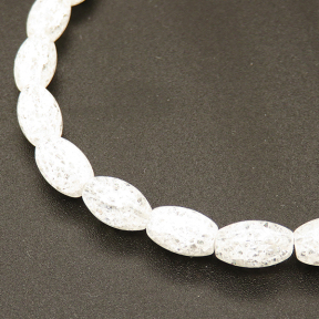 Natural White Crystal,Explosion,Oval Rice Beads,White,5*9mm,Hole:0.5mm,about 47 pcs/strand,about 15 g/strand,1 strand/package,15"(38cm),XBGB02383vabkl-L001