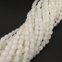 Natural White Crystal,Explosion,Oval Rice Beads,White,7*9mm,Hole:0.8mm,about 47 pcs/strand,about 30 g/strand,1 strand/package,15"(38cm),XBGB02386vabkl-L001