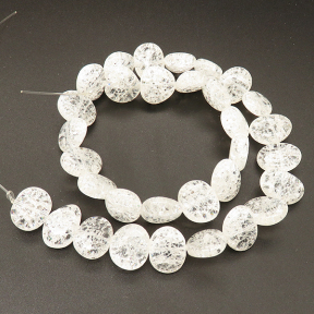 Natural White Crystal,Explosion,Egg shape,White,12*15*5~13*16*6mm,Hole:0.8mm,about 32 pcs/strand,about 60 g/strand,1 strand/package,15"(38cm),XBGB02392vabkl-L001