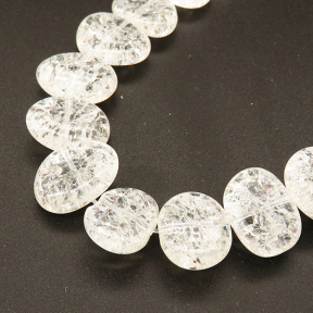 Natural White Crystal,Explosion,Egg shape,White,12*15*5~13*16*6mm,Hole:0.8mm,about 32 pcs/strand,about 60 g/strand,1 strand/package,15"(38cm),XBGB02392vabkl-L001