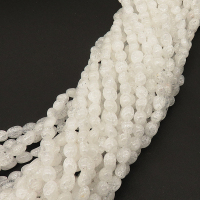 Natural White Crystal,Explosion,Bean shape,White,5*6mm,Hole:0.8mm,about 73 pcs/strand,about 15 g/strand,1 strand/package,15"(38cm),XBGB02395vabkl-L001