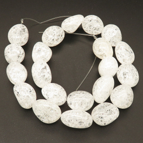 Natural White Crystal,Explosion,Egg shape,White,15*18~15*21mm,Hole:1mm,about 21 pcs/strand,about 115 g/strand,1 strand/package,15"(38cm),XBGB02406vabkl-L001