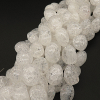 Natural White Crystal,Explosion,Irregular Egg shape,White,12*16~13*17mm,Hole:1mm,about 25 pcs/strand,about 70 g/strand,1 strand/package,15"(38cm),XBGB02409vabkl-L001