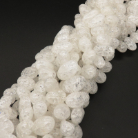 Natural White Crystal,Explosion,Egg shape,White,11*17~12*20mm,Hole:1mm,about 36 pcs/strand,about 109.9 g/strand,1 strand/package,15"(38cm),XBGB02415vabkl-L001
