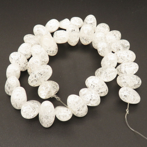 Natural White Crystal,Explosion,Egg shape,White,11*17~12*20mm,Hole:1mm,about 36 pcs/strand,about 109.9 g/strand,1 strand/package,15"(38cm),XBGB02415vabkl-L001