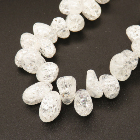 Natural White Crystal,Explosion,Tsui beads,White,6*8~8*12mm,Hole:0.8mm,about 73 pcs/strand,about 68.9 g/strand,1 strand/package,15"(38cm),XBGB02418vabkl-L001