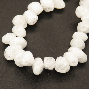 Natural White Crystal,Explosion,Tsui beads,White,5*7~7*12mm,Hole:0.8mm,about 77 pcs/strand,about 45.2 g/strand,1 strand/package,15"(38cm),XBGB02421vabkl-L001