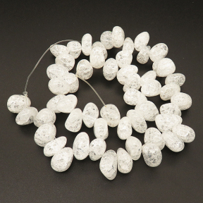 Natural White Crystal,Explosion,Tsui beads,White,8*13~11*16mm,Hole:0.8mm,about 54 pcs/strand,about 134.9 g/strand,1 strand/package,15"(38cm),XBGB02424vabkl-L001