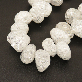 Natural White Crystal,Explosion,Tsui beads,White,8*13~11*16mm,Hole:0.8mm,about 54 pcs/strand,about 134.9 g/strand,1 strand/package,15"(38cm),XBGB02424vabkl-L001