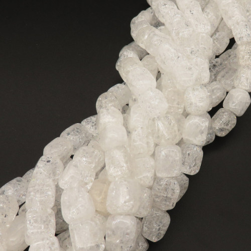 Natural White Crystal,Explosion,Rectangular column,White,10*12mm,Hole:1mm,about 33 pcs/strand,about 78.8 g/strand,1 strand/package,15"(38cm),XBGB02427vabkl-L001