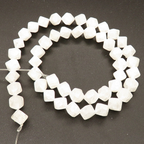 Natural White Crystal,Explosion,Cube,Frosted,White,6mm,Hole:0.5mm,about 48 pcs/strand,about 27.1 g/strand,1 strand/package,15"(38cm),XBGB02432vabkl-L001