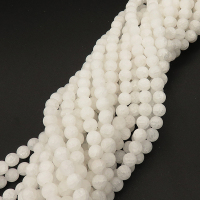 Natural White Crystal,Explosion,Round,Frosted,White,6mm,Hole:0.8mm,about 65 pcs/strand,about 21.2 g/strand,1 strand/package,15"(38cm),XBGB02438vhmb-L001