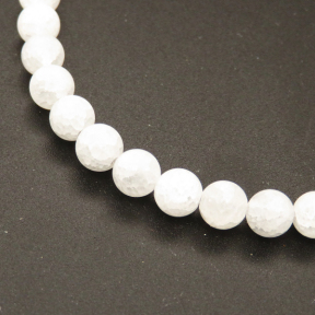 Natural White Crystal,Explosion,Round,Frosted,White,6mm,Hole:0.8mm,about 65 pcs/strand,about 21.2 g/strand,1 strand/package,15"(38cm),XBGB02438vhmb-L001