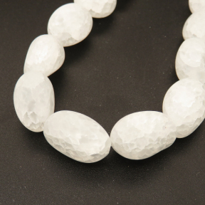 Natural White Crystal,Explosion,Egg shape,Frosted,White,13*17mm,Hole:1mm,about 23 pcs/strand,about 86.2 g/strand,1 strand/package,15"(38cm),XBGB02441vabkl-L001