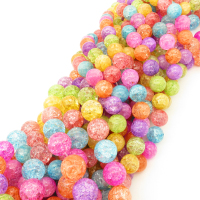 Natural White Crystal,Explosion,Round,Colorful,Dyed,14mm,Hole:1mm,about 28 pcs/strand,about 111.1 g/strand,1 strand/package,15"(38cm),XBGB02456vabkl-L001