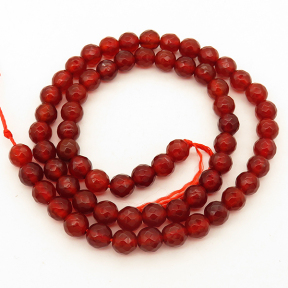 Natrue Agate,Round,Faceted,Red,Dyed,6mm,Hole:0.8mm,about 64 pcs/strand,about 19.2 g/strand,5 strands/package,15"(38cm),XBGB02471vbnb-L001