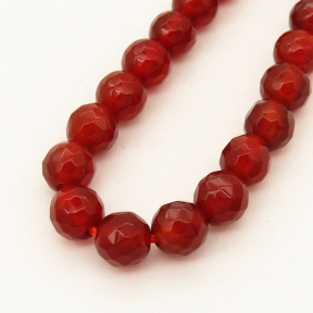 Natrue Agate,Round,Faceted,Red,Dyed,6mm,Hole:0.8mm,about 64 pcs/strand,about 19.2 g/strand,5 strands/package,15"(38cm),XBGB02471vbnb-L001