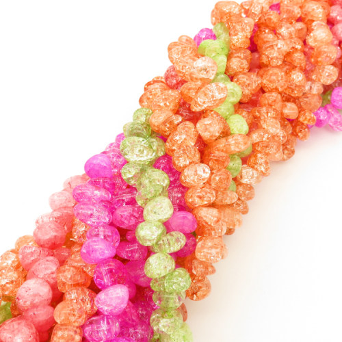 Natural White Crystal,Explosion,Tsui beads,Random color,Dyed,6*9~7*18mm,Hole:0.8mm,about 73 pcs/strand,about 76.8 g/strand,1 strand/package,15"(38cm),XBGB02504vabkl-L001