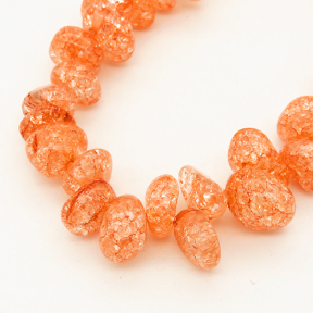 Natural White Crystal,Explosion,Tsui beads,Orange,Dyed,8*10~11*14mm,Hole:0.8mm,about 60 pcs/strand,about 88.8 g/strand,1 strand/package,15"(38cm),XBGB02507vabkl-L001