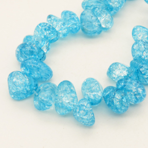 Natural White Crystal,Explosion,Tsui beads,Blue,Dyed,7*12~9*17mm,Hole:0.8mm,about 57 pcs/strand,about 93 g/strand,1 strand/package,15"(38cm),XBGB02513vabkl-L001