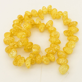 Natural White Crystal,Explosion,Tsui beads,Yellow,Dyed,8*13~10*18mm,Hole:0.8mm,about 51 pcs/strand,about 109.9 g/strand,1 strand/package,15"(38cm),XBGB02516vabkl-L001