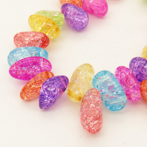 Natural White Crystal,Explosion,Tsui beads,Colorful,Dyed,5*14~8*16mm,Hole:0.8mm,about 69 pcs/strand,about 95.5 g/strand,1 strand/package,15"(38cm),XBGB02519vabkl-L001