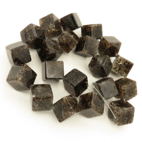 Natural Smoky Quartz,Explosion,Cube,Brown,14mm,Hole:1mm,about 20 pcs/strand,about 142.8 g/strand,1 strand/package,15"(38cm),XBGB02531vabkl-L001