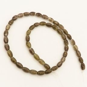 Natural Smoky Quartz,Explosion,Oval Rice Beads,Brown,5*8mm,Hole:0.8mm,about 48 pcs/strand,about 17.3 g/strand,1 strand/package,15"(38cm),XBGB02540vabkl-L001