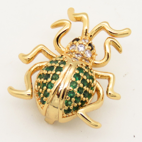 Brass Micro Pave Cubic Zirconia Slide Charms,Bee,Random mixed color,17x19mm,Hole:2x10mm,about 2 g/pc,5 pcs/package,XFB00029ablb-L002