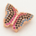Brass Micro Pave Cubic Zirconia Turquoise Slide Charms,Butterfly,Rose Golden,18x15mm,Hole:2x10mm,about 2 g/pc,5 pcs/package,XFB00041vbmb-L002