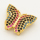 Brass Micro Pave Cubic Zirconia Turquoise Slide Charms,Butterfly,Golden,18x15mm,Hole:2x10mm,about 2 g/pc,5 pcs/package,XFB00042vbmb-L002