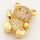 Brass Micro Pave Cubic Zirconia Slide Charms,Bear,Golden,14x17mm,Hole:2x10mm,about 3 g/pc,5 pcs/package,XFB00061aakl-L002