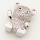 Brass Micro Pave Cubic Zirconia Slide Charms,Bear,Silver Color,14x17mm,Hole:2x10mm,about 3 g/pc,5 pcs/package,XFB00062aakl-L002