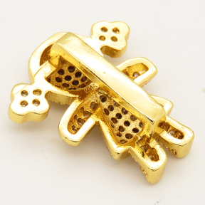 Brass Micro Pave Cubic Zirconia Slide Charms,Gril,Random mixed color,16x18mm,Hole:2x10mm,about 2 g/pc,5 pcs/package,XFB00074aakl-L002