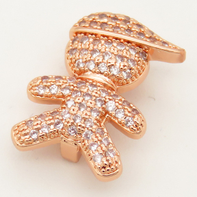 Brass Micro Pave Cubic Zirconia Slide Charms,Boy,Random mixed color,14x18mm,Hole:2x10mm,about 2 g/pc,5 pcs/package,XFB00085aakl-L002