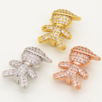 Brass Micro Pave Cubic Zirconia Slide Charms,Boy,Random mixed color,14x18mm,Hole:2x10mm,about 2 g/pc,5 pcs/package,XFB00085aakl-L002