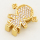 Brass Micro Pave Cubic Zirconia Slide Charms,Gril,Golden,15x15mm,Hole:2x10mm,about 2 g/pc,5 pcs/package,XFB00096baka-L002