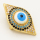 Brass Micro Pave Cubic Zirconia Turquoise Enamel Slide Charms,Devil's Eye,Golden,24x14mm,Hole:2x10mm,about 2 g/pc,5 pcs/package,XFB00134ablb-L002