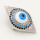 Brass Micro Pave Cubic Zirconia Turquoise Enamel Slide Charms,Devil's Eye,Silver Color,24x14mm,Hole:2x10mm,about 2 g/pc,5 pcs/package,XFB00135ablb-L002