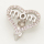 Brass Micro Pave Cubic Zirconia Slide Charms,Heart,Mom,Silver Color,15x15mm,Hole:2x10mm,about 2 g/pc,5 pcs/package,XFB00160aajl-L002