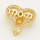Brass Micro Pave Cubic Zirconia Slide Charms,Heart,Mom,Golden,15x15mm,Hole:2x10mm,about 2 g/pc,5 pcs/package,XFB00161aajl-L002