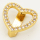 Brass Micro Pave Cubic Zirconia Slide Charms,Heart,Golden,15x15mm,Hole:2x10mm,about 2 g/pc,5 pcs/package,XFB00165avja-L002